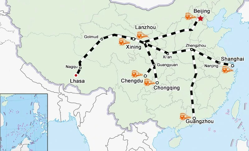 All Cities to Tibet by Train